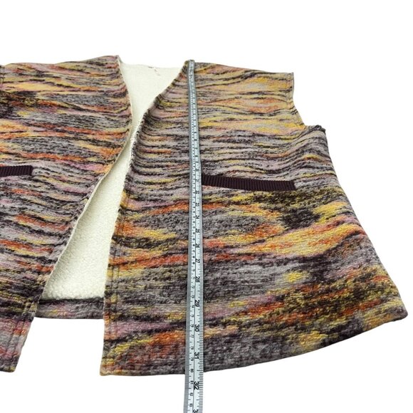 Free People Wool‎ Blend Sherpa Oversized Vest Multicolor Size M Boho Lagenlook - Picture 5 of 5